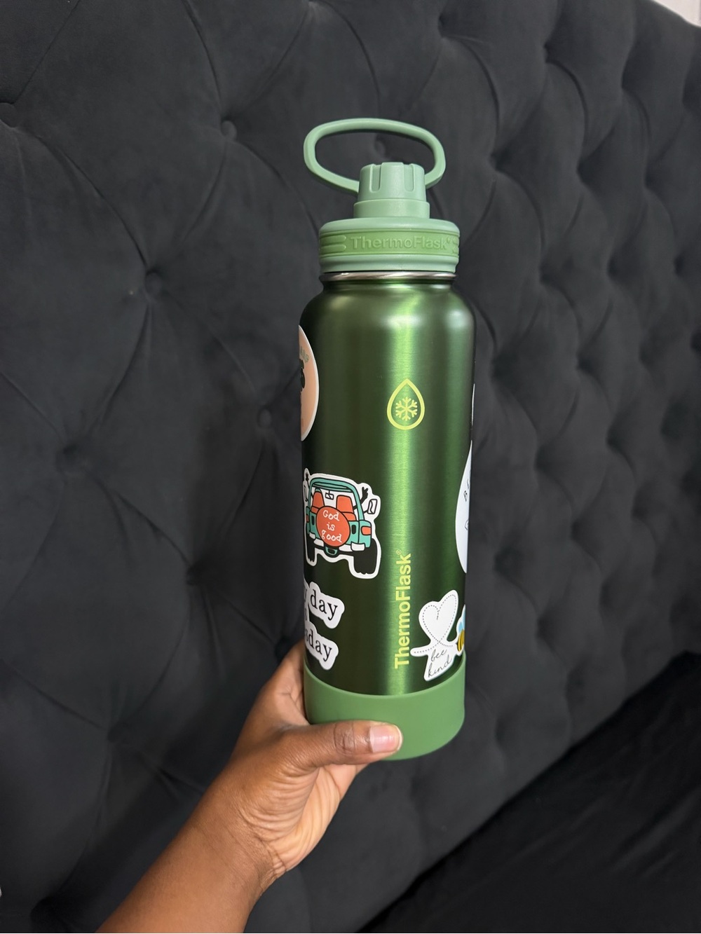 ThermoFlask Green Stainless Water Bottle with Stickers